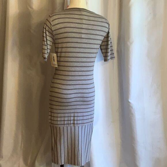 LULAROE JULIA dress in size small 2 tone gray colored stripes - Picture 8 of 12
